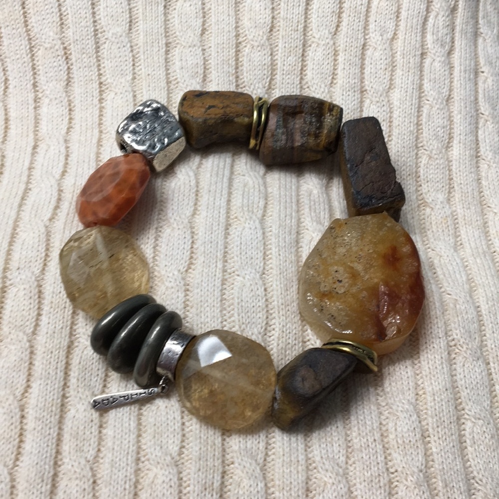 Silpada Chunky Stretch Wood & Stone Bracelet